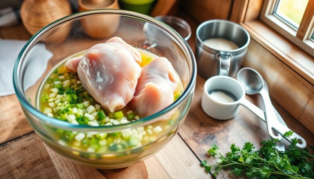 Chicken and Homemade Dressing Preparation Chicken and Homemade Dressing Preparation